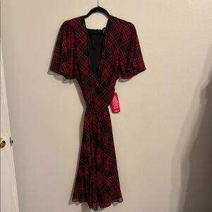 Elegant Red Plaid Dress